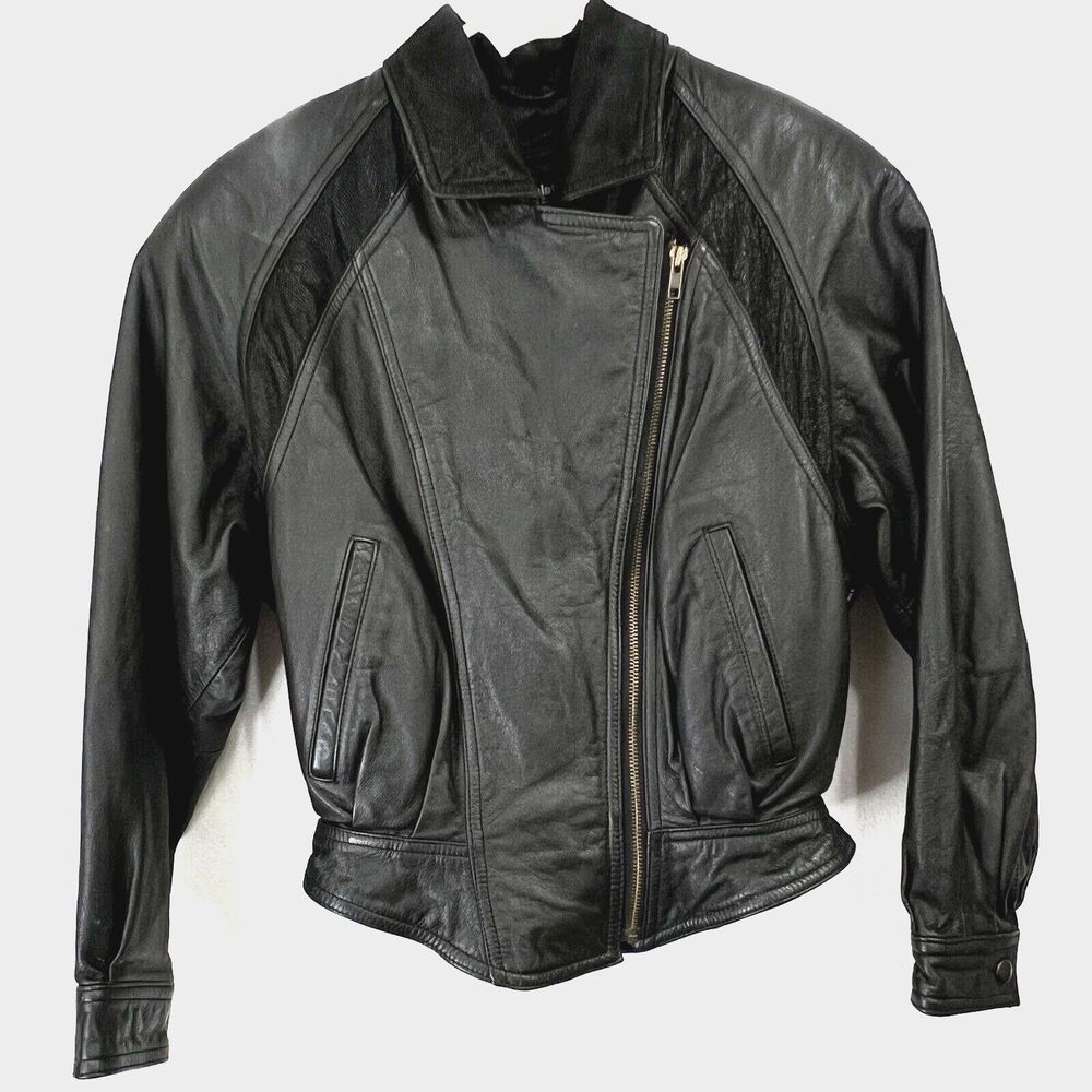 WILSONS Leather Jacket Coat Womens XS Black Thinsulate Zip Biker Motorcycle Mom